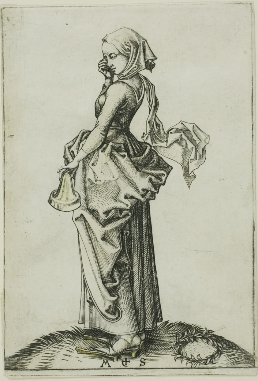 The Fifth Foolish Virgin by Martin Schongauer, 1480-91