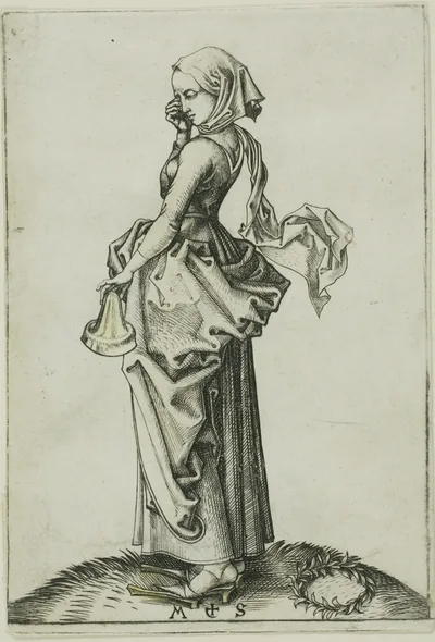 The Fifth Foolish Virgin by Martin Schongauer, 1480-91