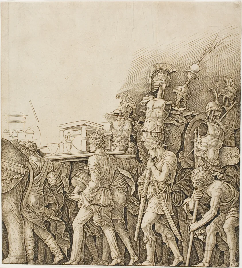 Triumph of Caesar: Soldiers Carrying Trophies by Andrea Mantegna, c. 1495