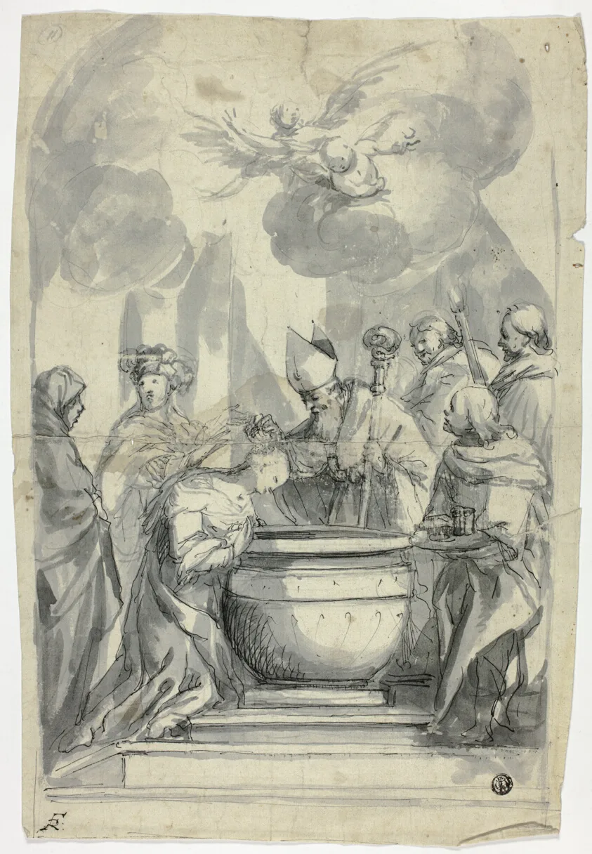 Bishop Annointing Female Saint by Unknown artist, n.d.
