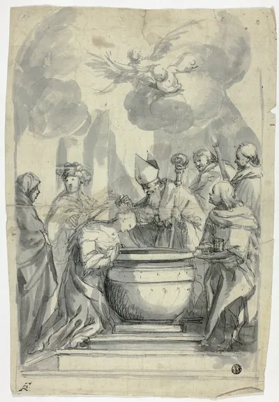 Bishop Annointing Female Saint by Unknown artist, n.d.