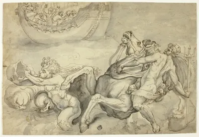 Neptune Calming the Tempest Raised by Aeolus against Aeneas ("Quos Ego") by Italian, n.d.