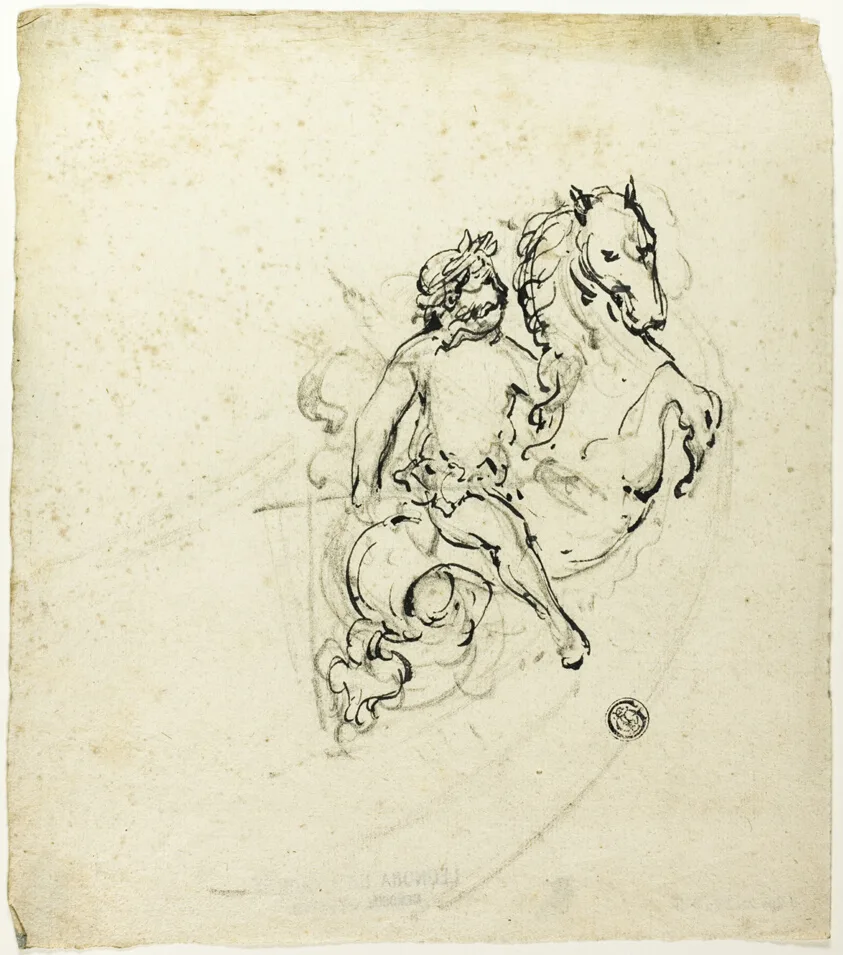 Putto Crowned with Laurel, on Prancing Horse by Unknown artist, n.d.