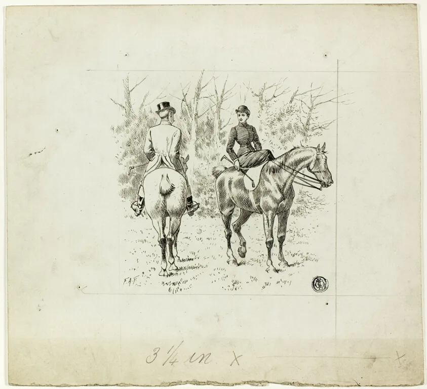 Horseman and Horsewoman in Park by Francis Arthur Fraser, 1867/83