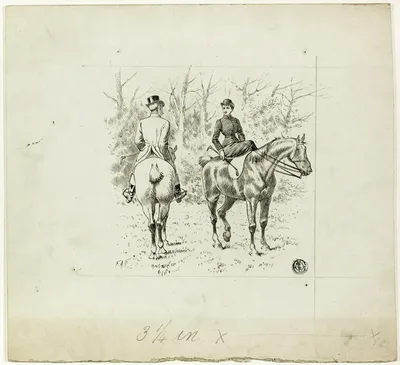 Horseman and Horsewoman in Park by Francis Arthur Fraser, 1867/83