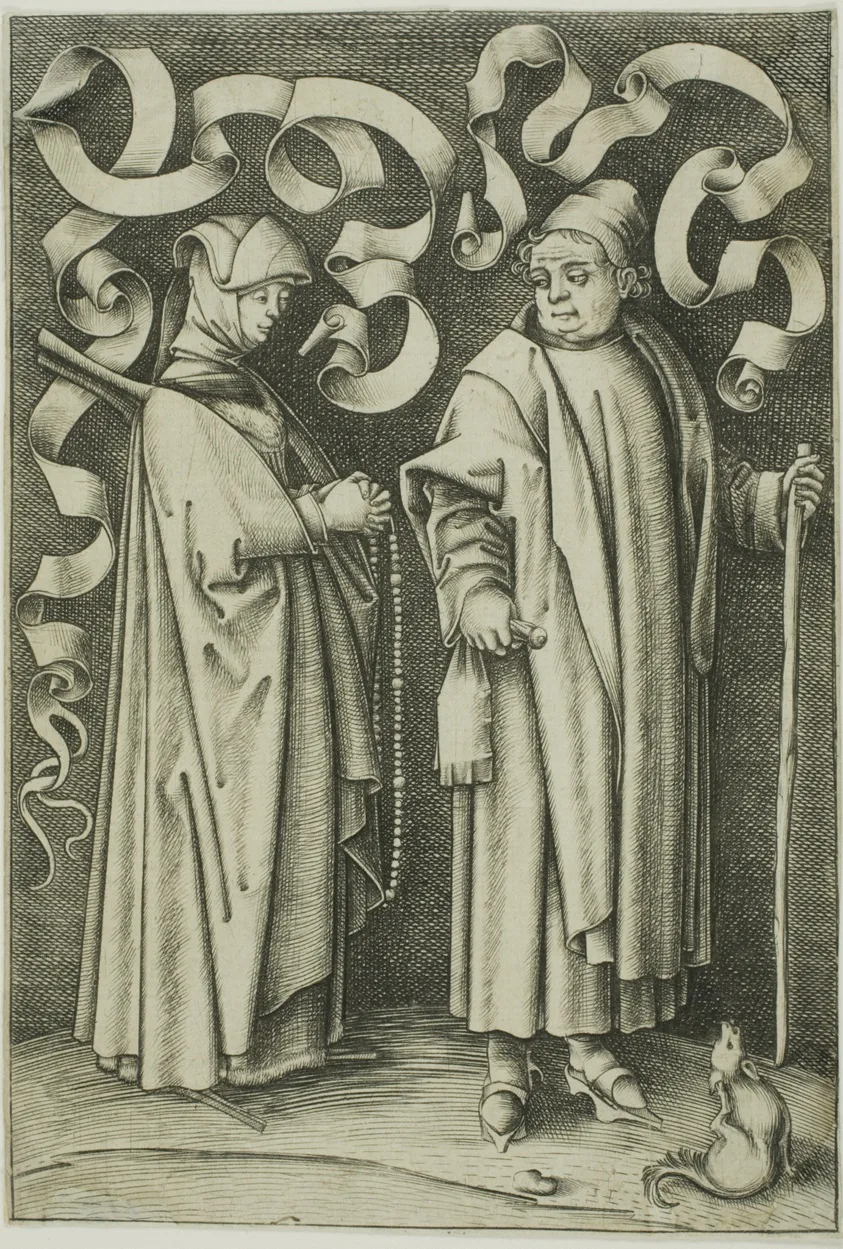 The Churchgoers by Israhel van Meckenem, the younger, c. 1495