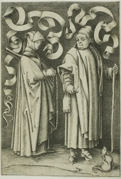The Churchgoers by Israhel van Meckenem, the younger, c. 1495