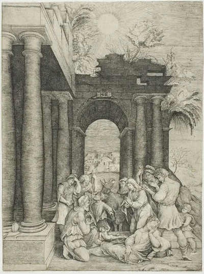 The Adoration of the Shepherds by Master H.E., c. 1520