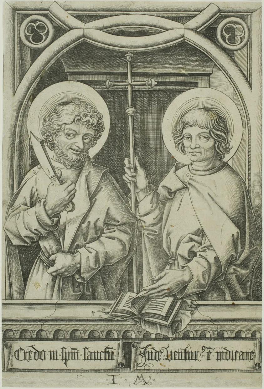Saint Bartholomew and Saint Philip from The Twelve Apostles by Israhel van Meckenem, the younger, 1480–85