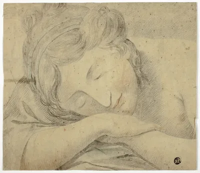 Sleeping Woman With Head on Arms by Unknown artist, n.d.