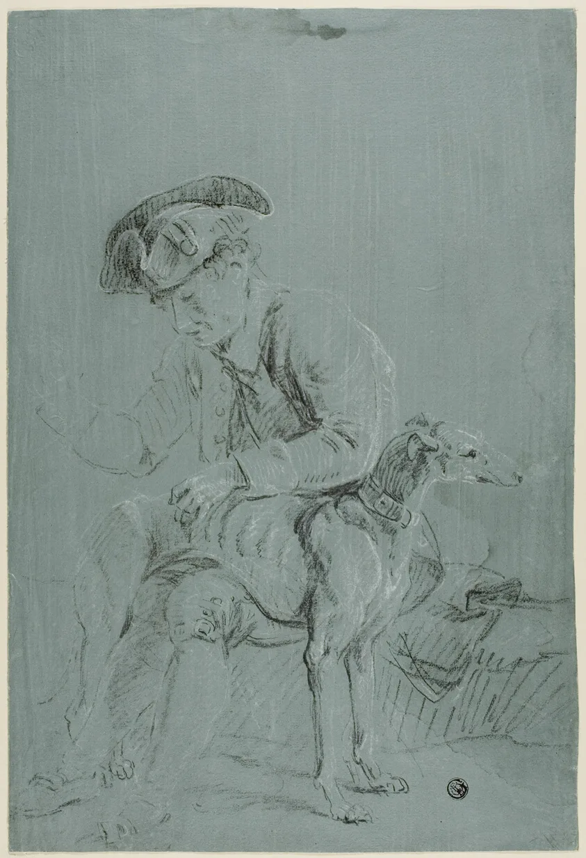 Seated Man with Dog by Pierre-Jacques Volaire, n.d.