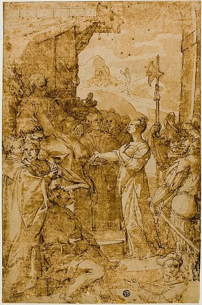 Female Saint before a Ruler by Circle of Federico Zuccaro, after 1563