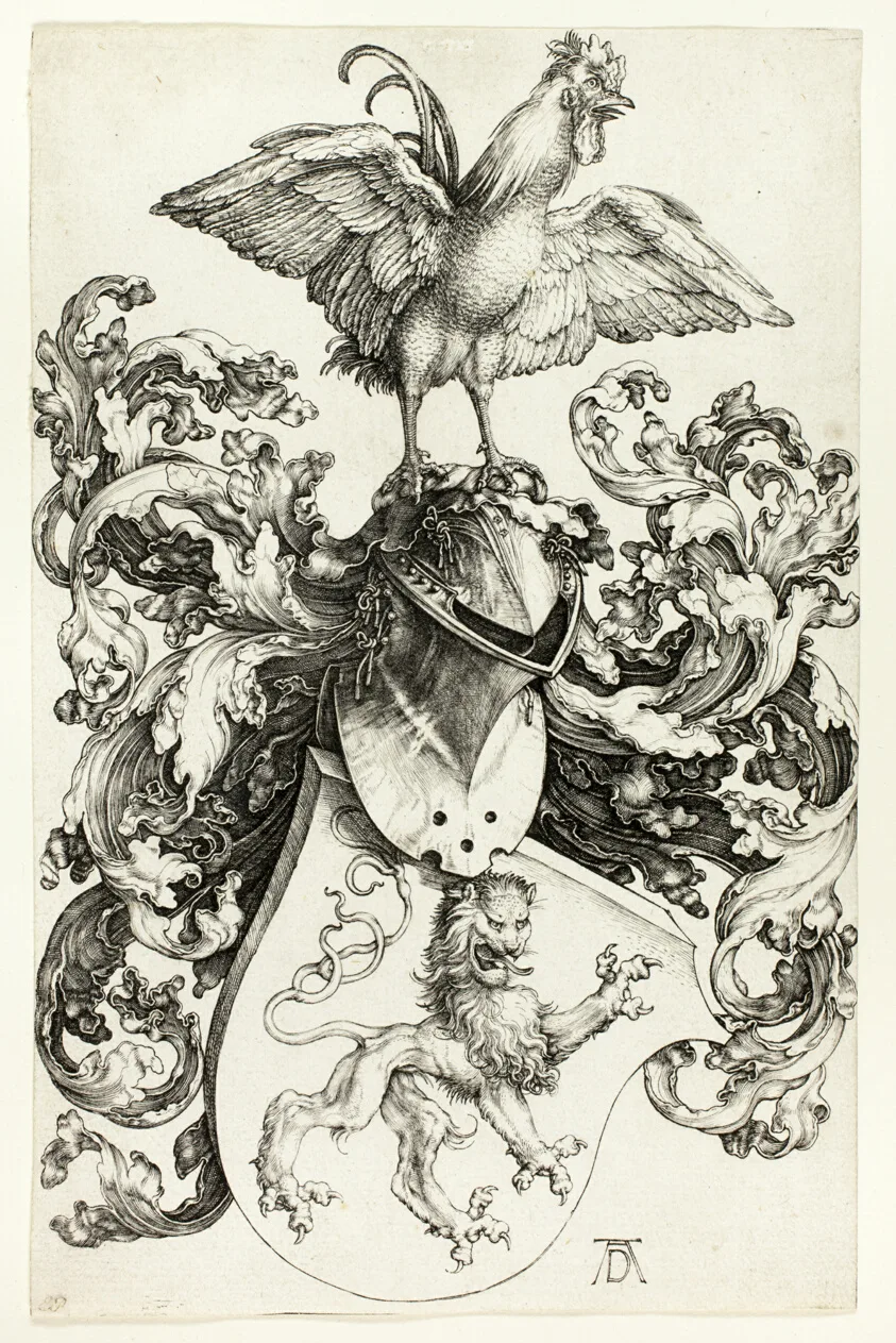 Coat of Arms with Lion and Rooster by Albrecht Dürer, c. 1503