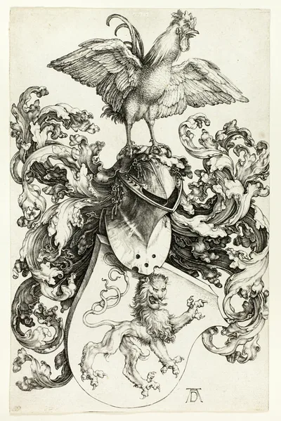 Coat of Arms with Lion and Rooster by Albrecht Dürer, c. 1503
