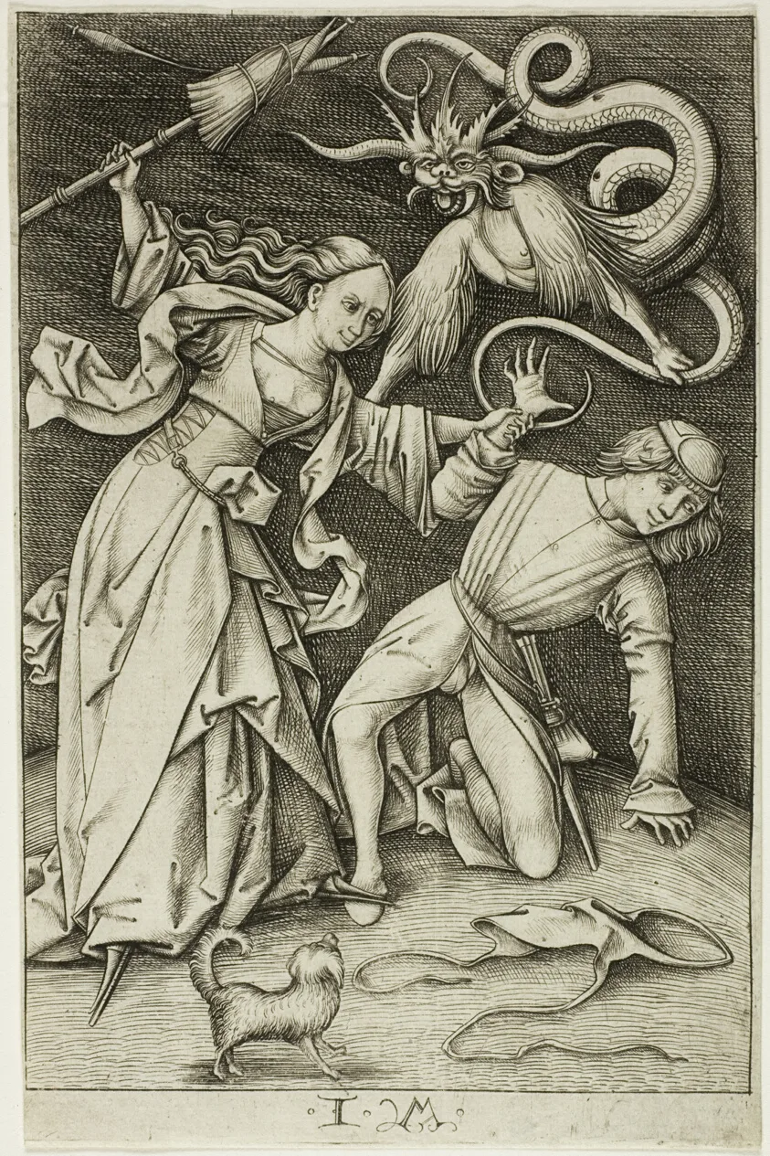 The Fight over the Trousers by Israhel van Meckenem, the younger, c. 1495