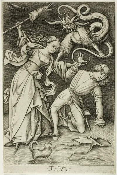 The Fight over the Trousers by Israhel van Meckenem, the younger, c. 1495