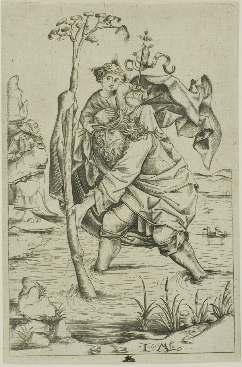 Saint Christopher by Israhel van Meckenem, the younger, 1500s