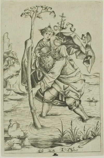 Saint Christopher by Israhel van Meckenem, the younger, 1500s