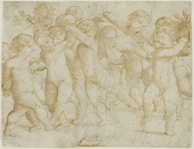 Twelve Children Dancing by Domenico Campagnola, 1517