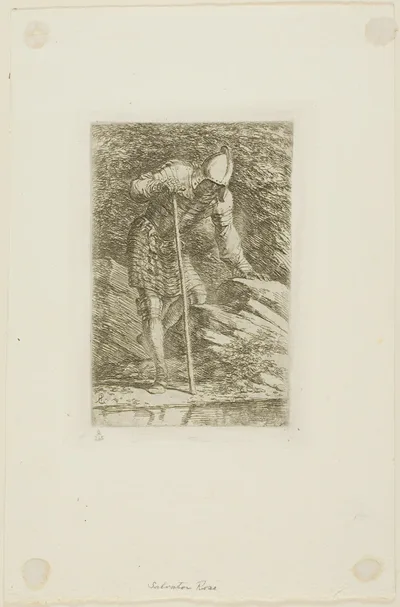 A Warrior in Full Armor in a Grotto by Salvator Rosa, n.d.