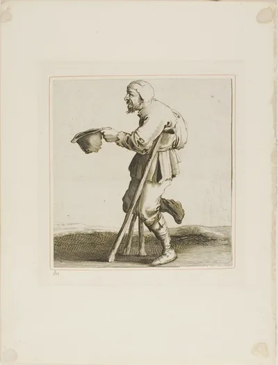 Lame Beggar Asking for Alms, from T is al verwart-gaern (It's already confusing) by Pieter Jansz. Quast, n.d.