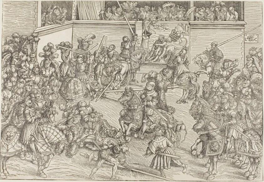 The Second Tournament with a Tapestry Showing Samson and the Lion by Lucas Cranach the Elder, 1509