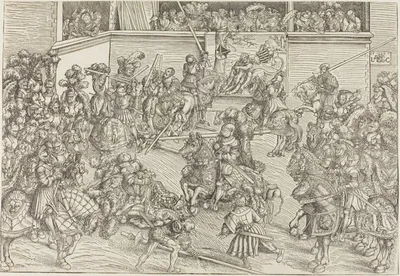The Second Tournament with a Tapestry Showing Samson and the Lion by Lucas Cranach the Elder, 1509