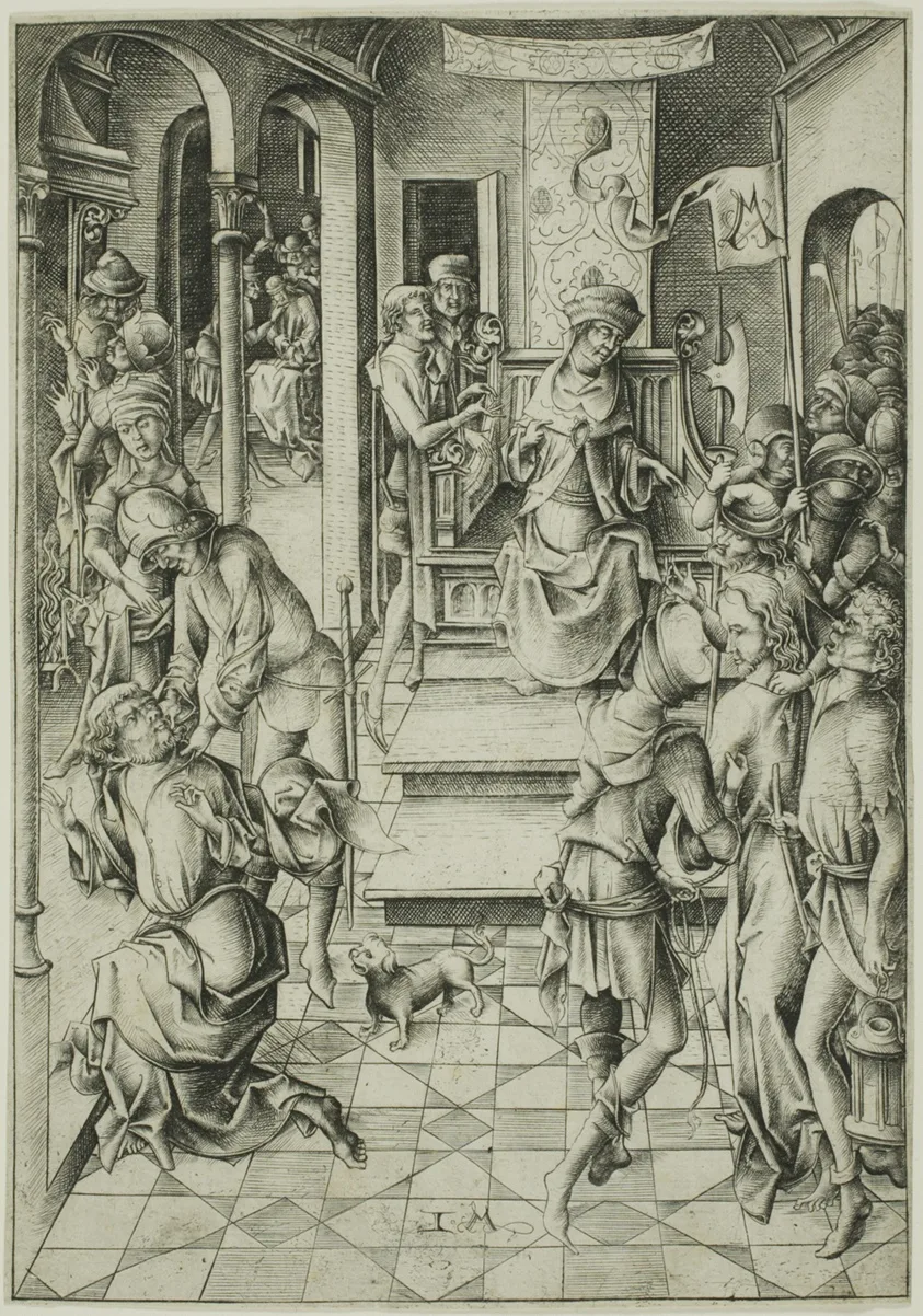 Christ before Annas, from The Passion by Israhel van Meckenem, the younger, c. 1480