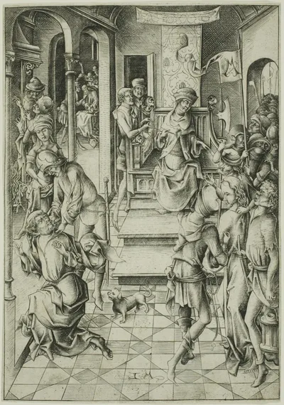 Christ before Annas, from The Passion by Israhel van Meckenem, the younger, c. 1480