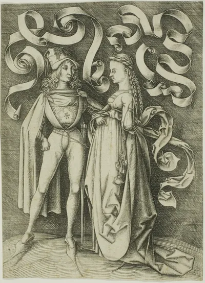 The Knight and the Lady by Israhel van Meckenem, the younger, c. 1495