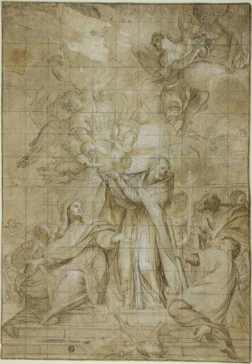 A pope receiving a book from angels by Unknown artist, n.d.
