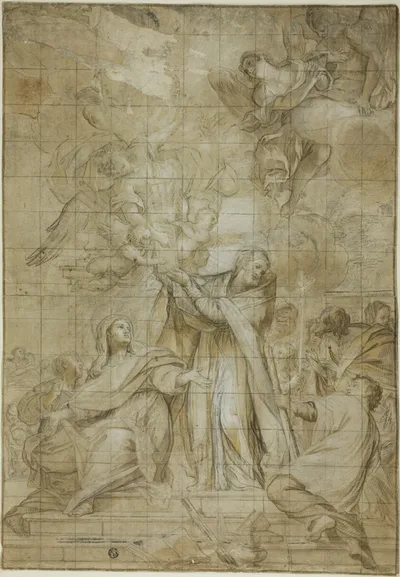 A pope receiving a book from angels by Unknown artist, n.d.