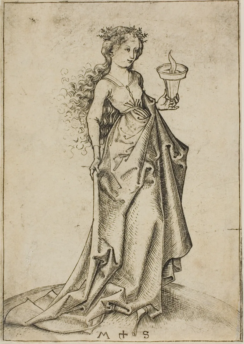 The Second Wise Virgin by Martin Schongauer, 1480-91
