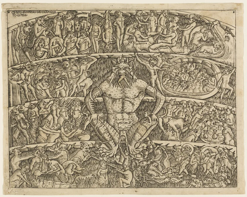 The Inferno According to Dante, from the Campo Santo Frescos in Pisa by Baccio Baldini, 1480/1500