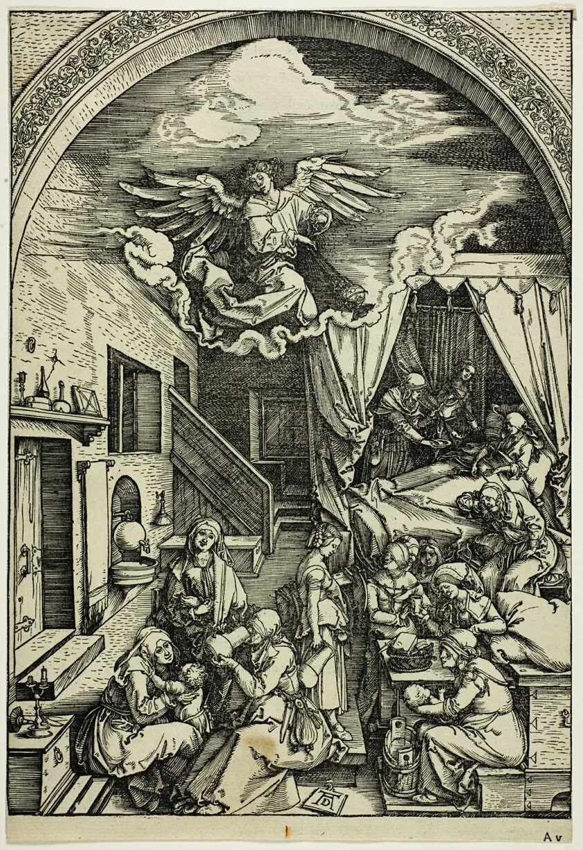 The Birth of the Virgin, from The Life of the Virgin by Albrecht Dürer, c. 1503–04, published 1511