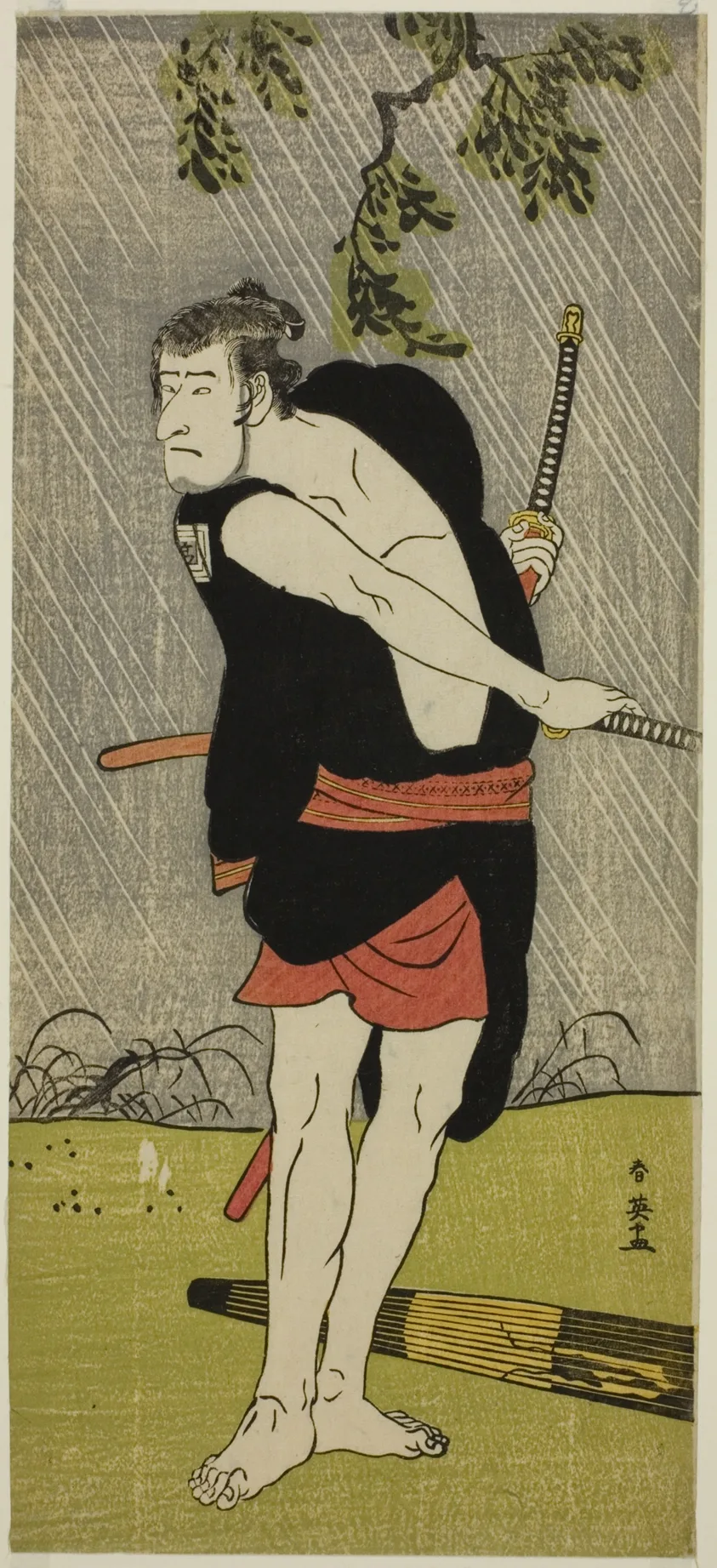 The Actor Ichikawa Komazo II as Ono Sadakuro in the Play Chuko Ryogoku Ori, Performed at the Nakamura Theater in the Seventh Month, 1790 by Katsukawa Shun'ei, c. 1790