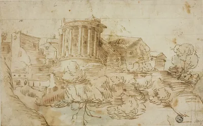 View of Temple of Vesta, Tivoli by Giovanni Francesco Grimaldi, n.d.