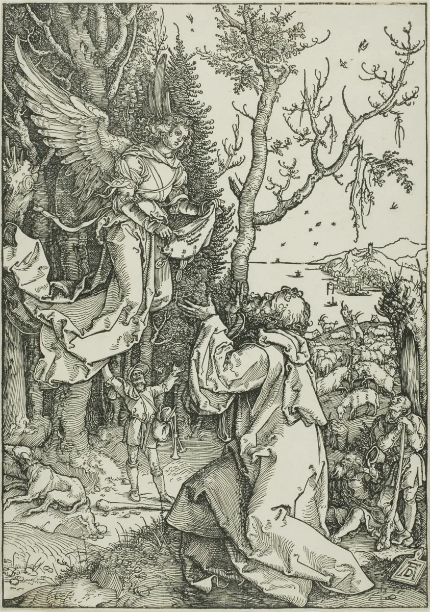 Joachim and the Angel, from The Life of the Virgin by Albrecht Dürer, c. 1504, printed c. 1580