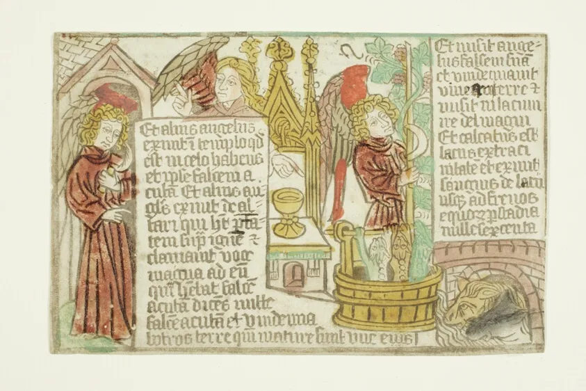 The Vintage of the Grapes of the Vine, from the Blockbook Apocalypse by Unknown Artist, 1465–70