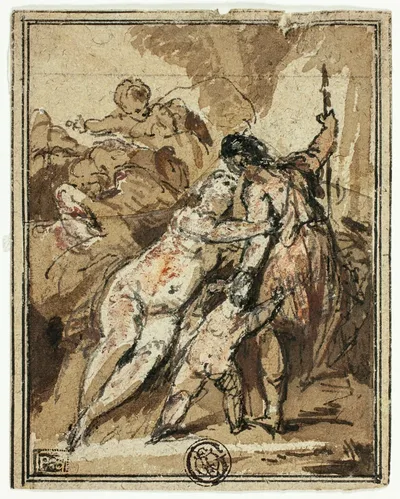 Venus Trying to Retain Adonis by Jacob de Wit, n.d.