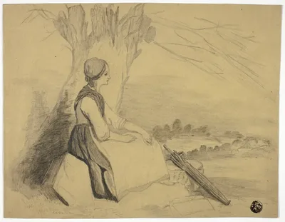 Seated Girl with Basket by Edith Langdale, 1876