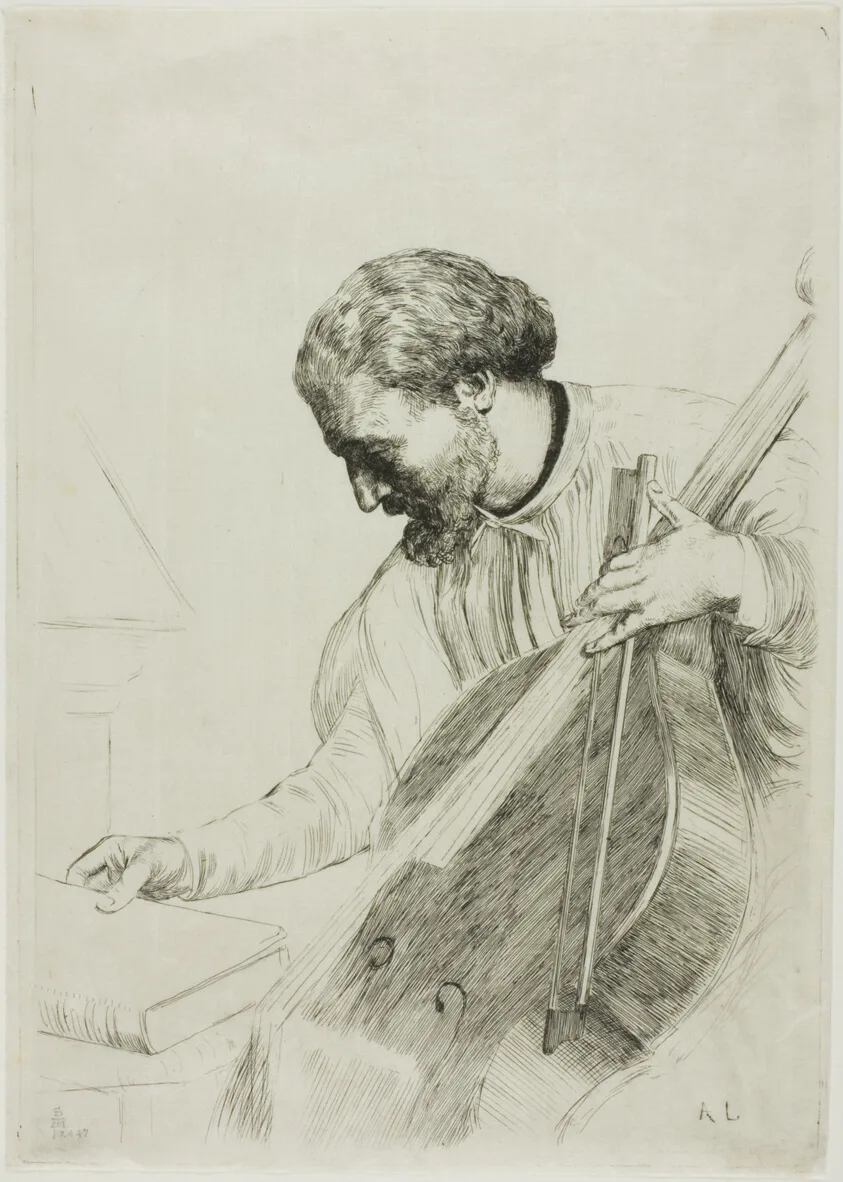 The Double Bass Player by Alphonse Legros, c. 1873