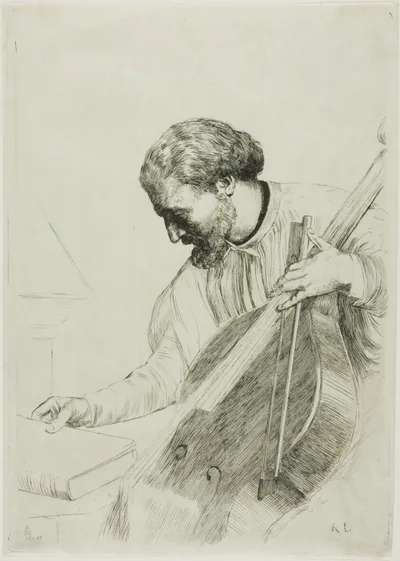 The Double Bass Player by Alphonse Legros, c. 1873