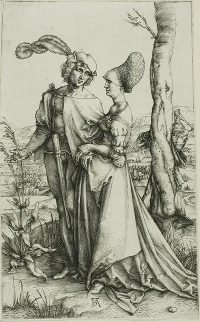 Young Couple Threatened by Death (The Promenade) by Albrecht Dürer, c. 1498