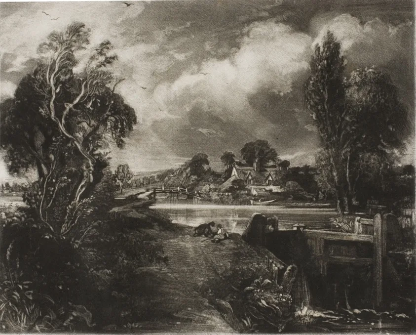A Lock on the Stour, Suffolk by David Lucas, 1831