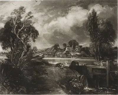 A Lock on the Stour, Suffolk by David Lucas, 1831