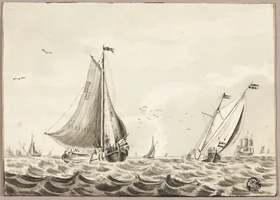 Sailboats on Sea by Unknown artist, n.d.