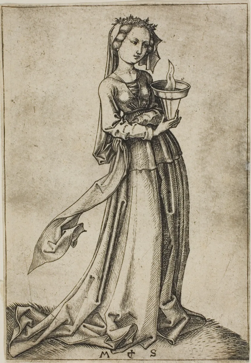 The Fourth Wise Virgin by Martin Schongauer, 1480-91