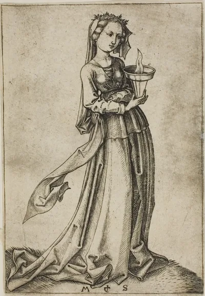 The Fourth Wise Virgin by Martin Schongauer, 1480-91