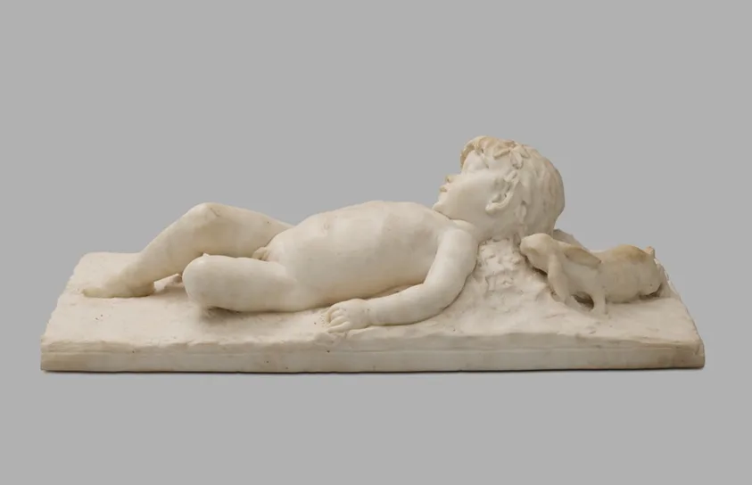 Sleeping Infant Faun Visited by an Inquisitive Rabbit by Edward Clark Potter, 1887–89